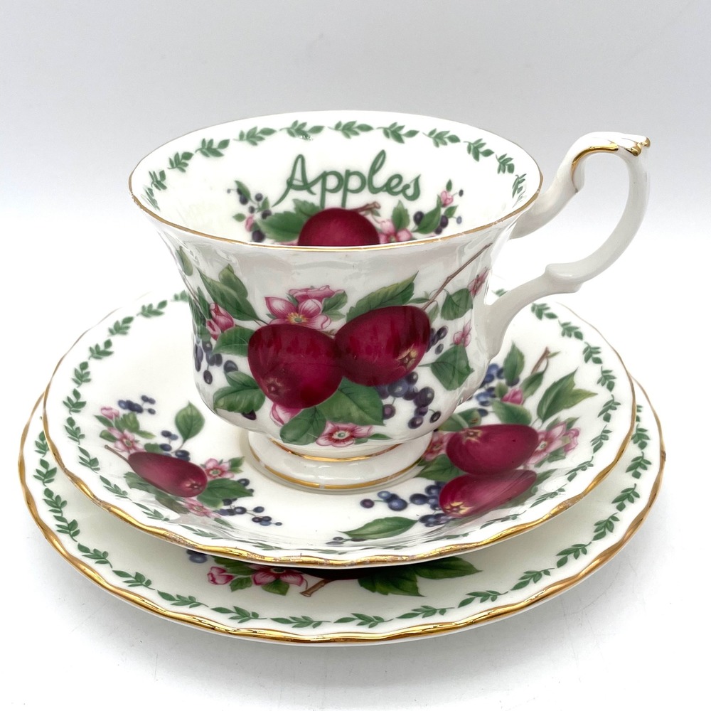 Royal Albert Covent Garden Fruit Series Apples Tea Trio Set 1994 Bone China